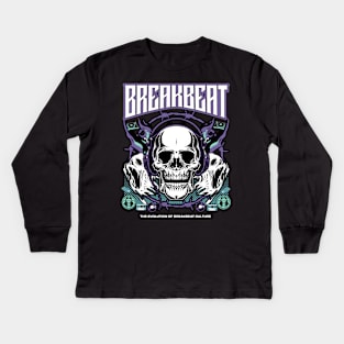 BREAKBEAT  - Evolution Skull (purple/teal) Kids Long Sleeve T-Shirt